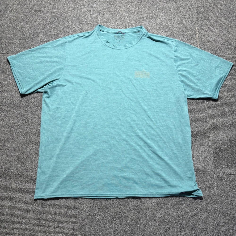 Patagonia Capilene Cool Daily Graphic Shirt Mens Large Teal Blue Mountain Hiking